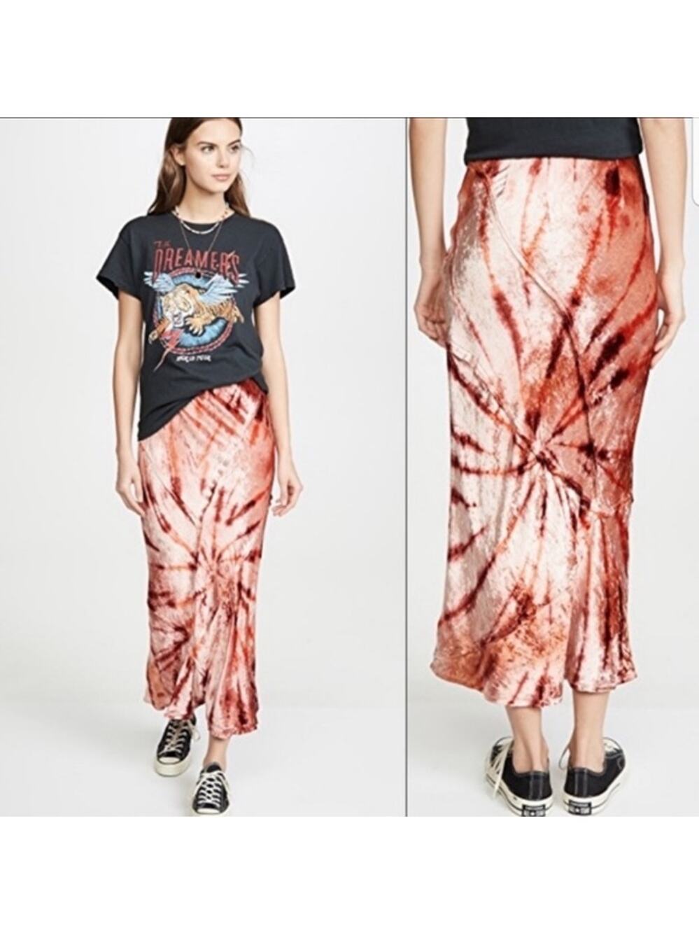 Free People Bali Serious Swagger Tie-Dye Maxi Skirt Size Medium Retro Valentines